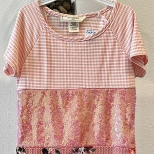 No Comment NY LA Big Girls' Sequin Striped/Floral Top Size M